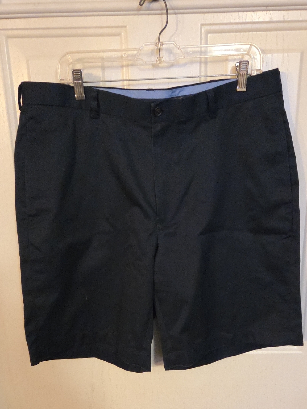 Brooks Brothers Navy Flat-Front Cotton-Blend Chino Shorts Size 36